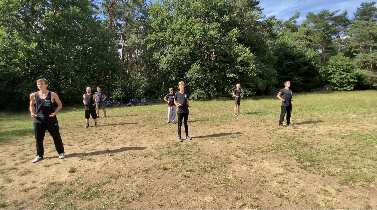 Group stance practice in forest